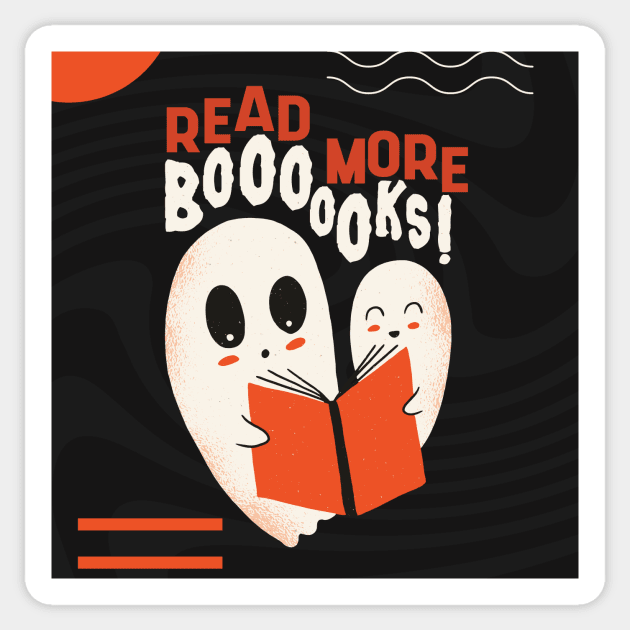 Read More Booooks! // Funny Halloween Reading Ghosts Sticker by SLAG_Creative